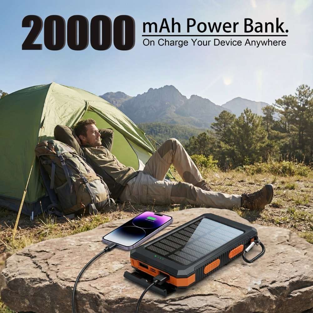 Camping Solar Lantern - Solar Power Bank10000/20000MAH Portable Fast, Equipped