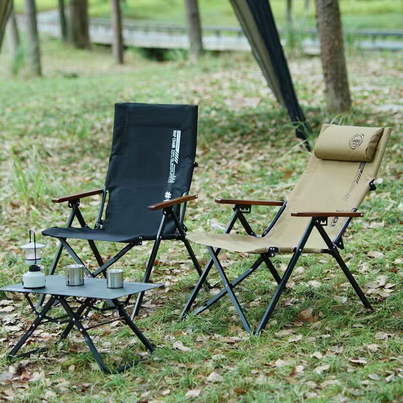 Outdoor Camping Recliner Chairs - Folding High Back Beach Camping Chair