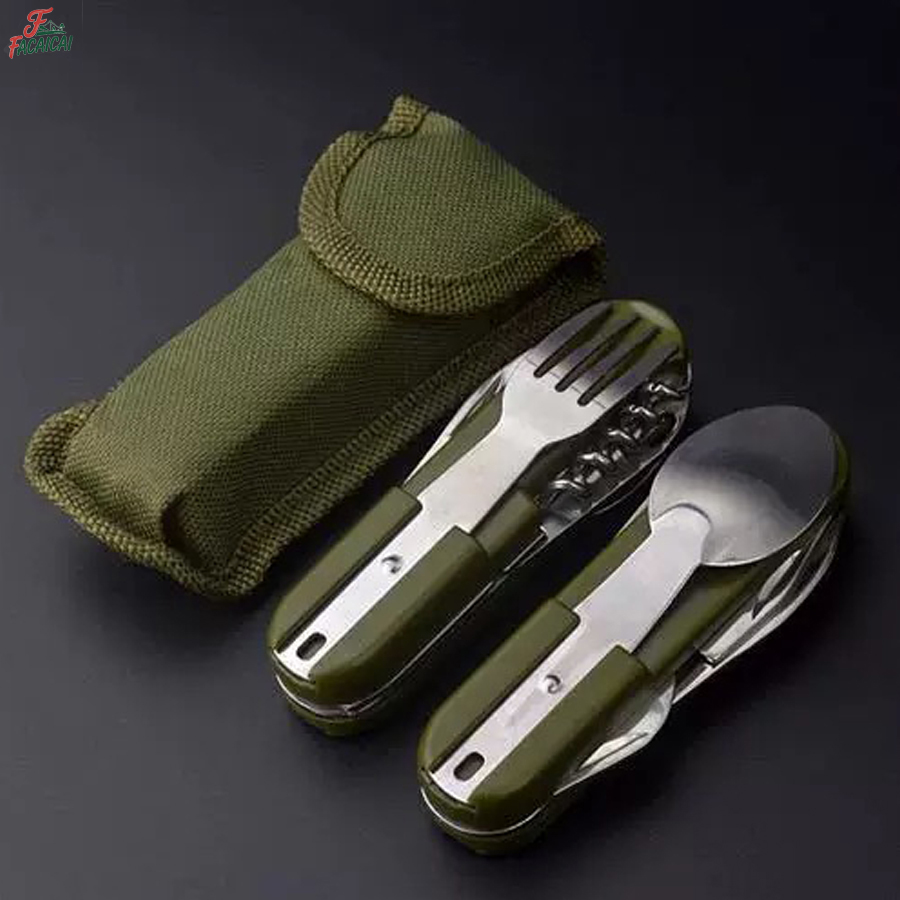 Camp Utensil Set - Camping Gear 5-in-1 Stainless Steel Travel