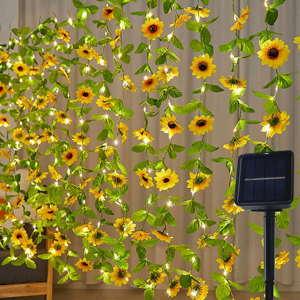Outdoor Camping Lights String - 2/5/10M Solar Sunflower Light String Outdoor