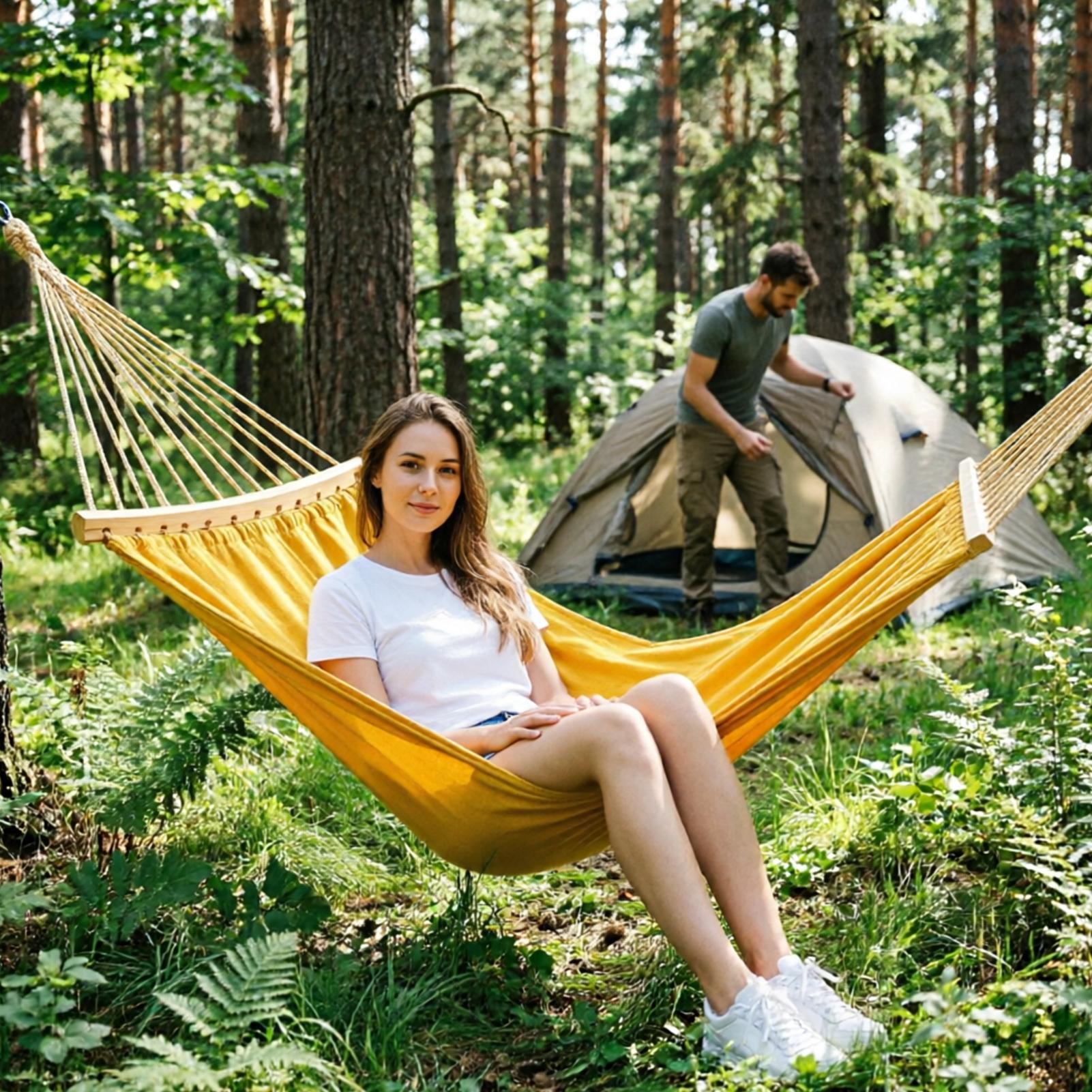 Camping Hammock - Spreader Bar Hammock 2 Pieces Wooden