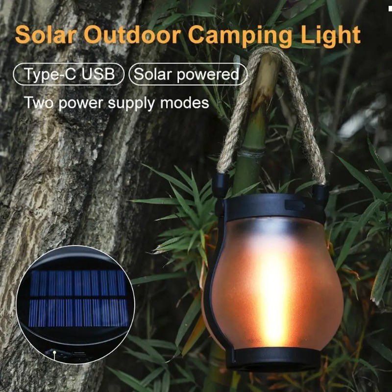 Solar Flame Lamp USB Rechargea - Camping Solar Lantern ulasan dan harga