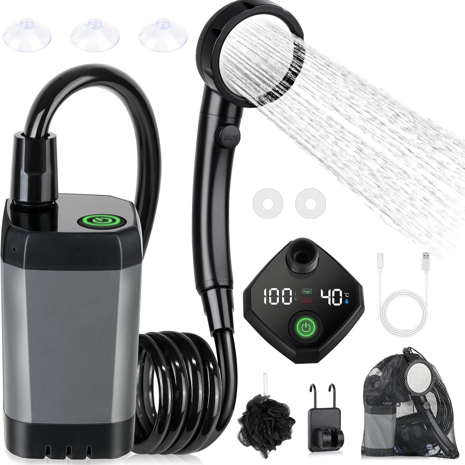 Portable Self-Priming Electric - Outdoor Camping Shower ulasan dan harga