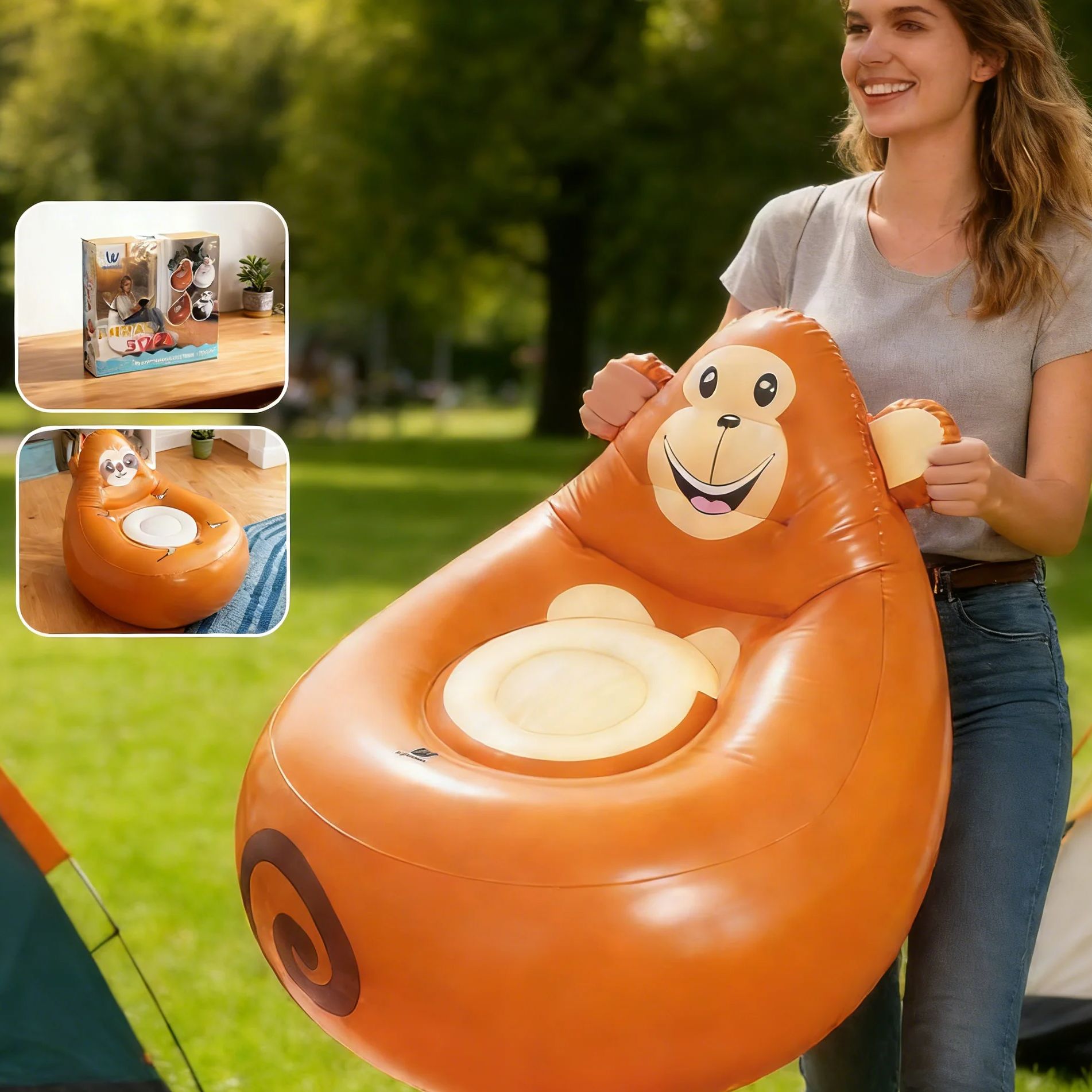 Inflatable Lazy Sofa Kids Cart - Outdoor Camping Recliner Chairs ulasan dan harga