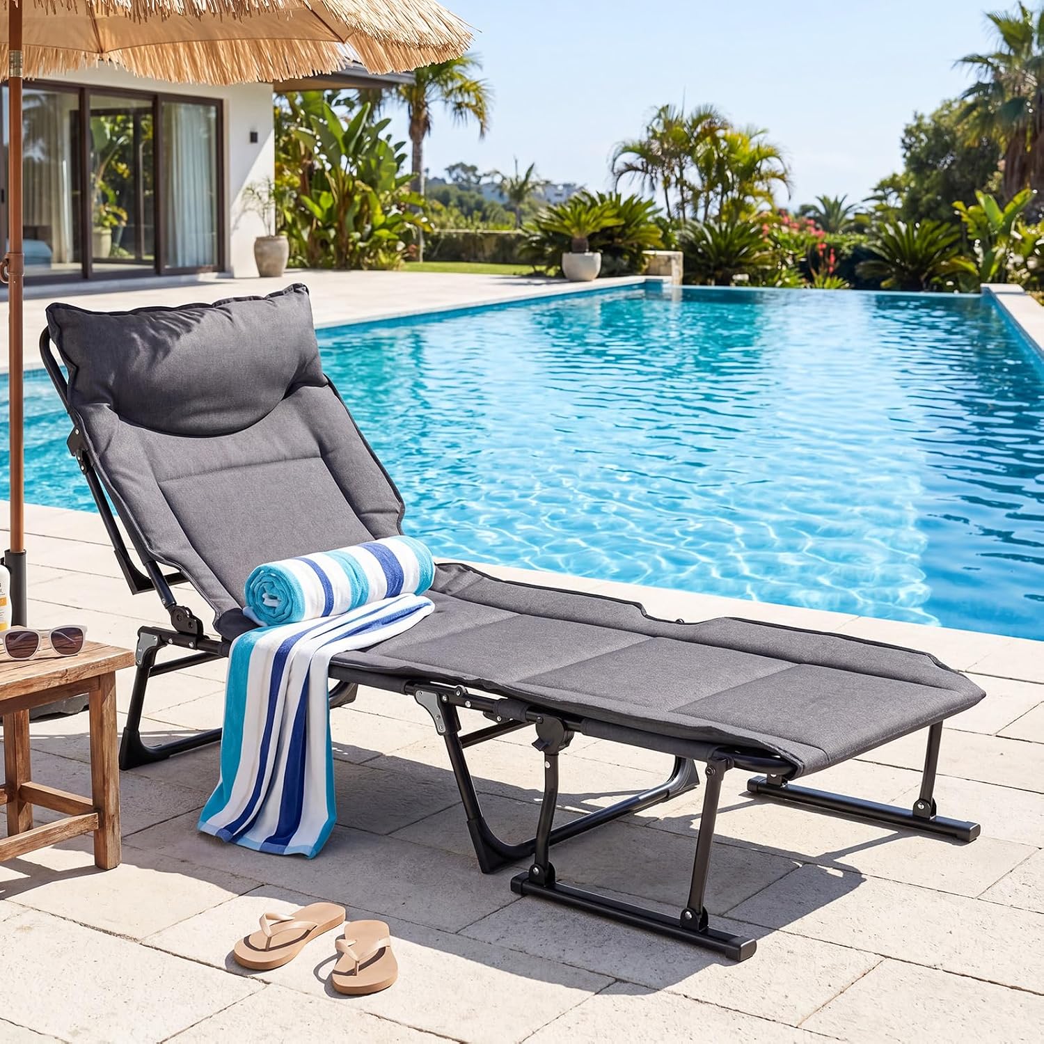 Folding Patio Lounge Chair Set - Outdoor Camping Recliner Chairs ulasan dan harga