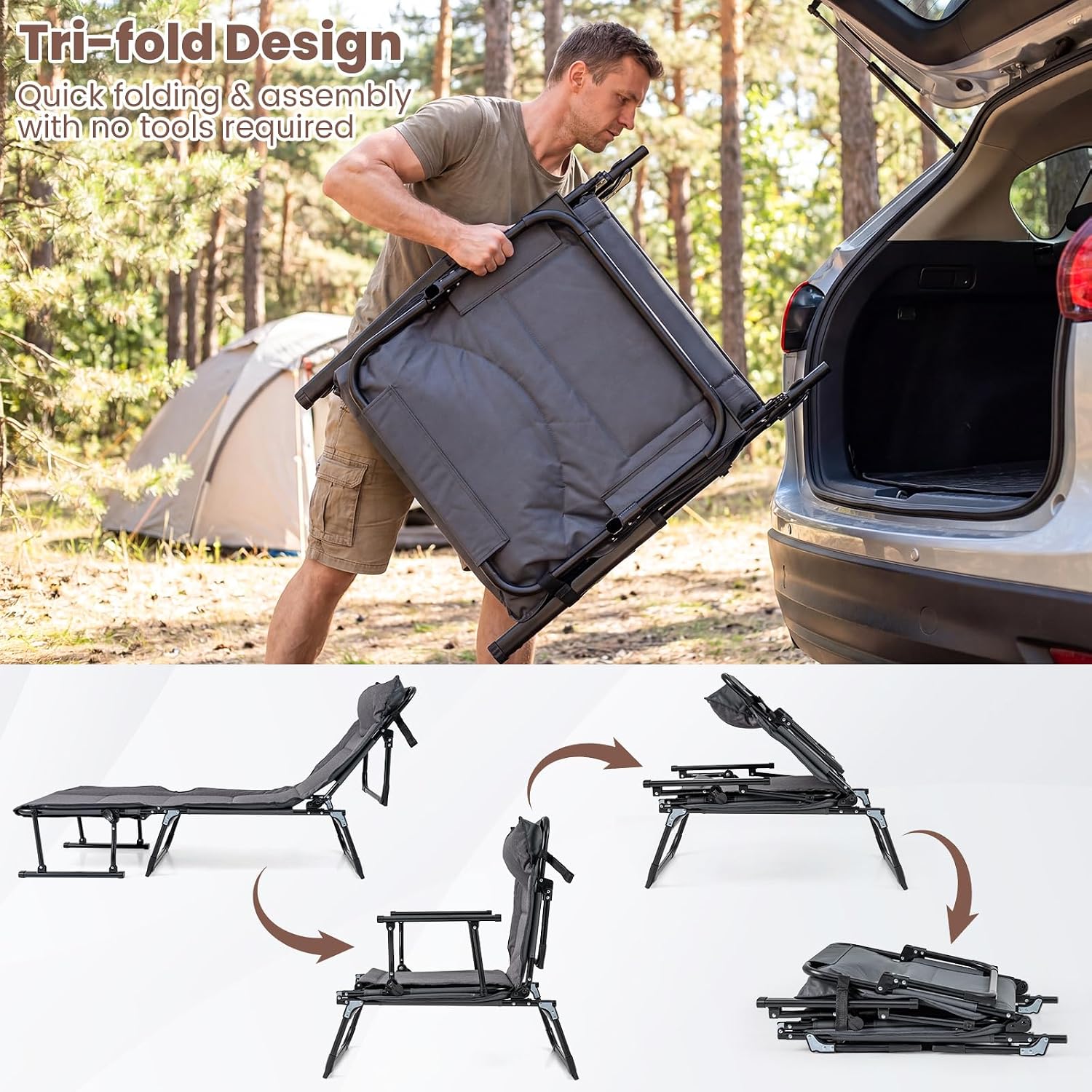 Folding Patio Lounge Chair Set - Outdoor Camping Recliner Chairs ulasan dan harga