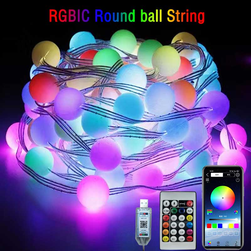 RGBIC Round ball 5V USB Blueto - Outdoor Camping Lights String ulasan dan harga