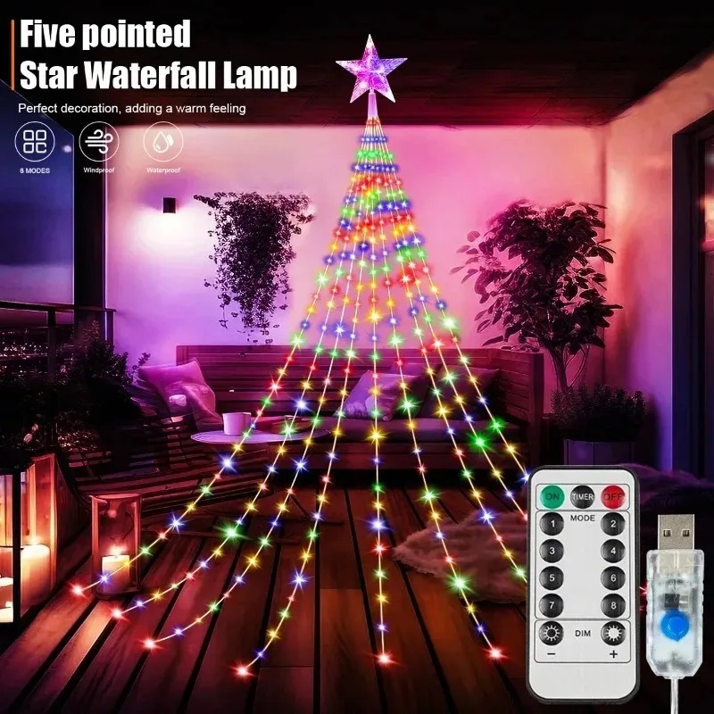 USB Powered Star Waterfall LED - Outdoor Camping Lights String ulasan dan harga