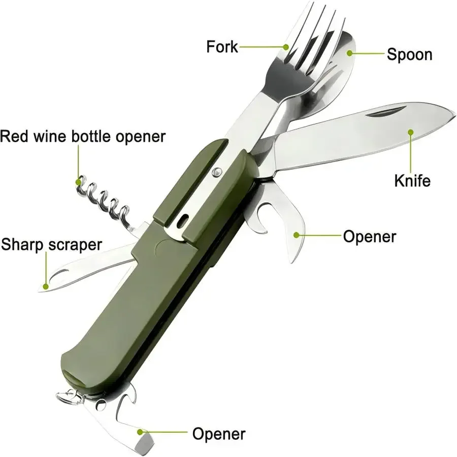 Camping Gear 5-in-1 Stainless  - Camp Utensil Set ulasan dan harga