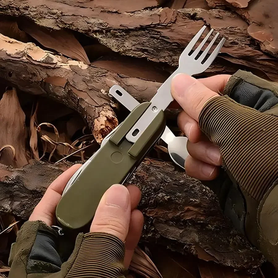 Camping Gear 5-in-1 Stainless  - Camp Utensil Set ulasan dan harga