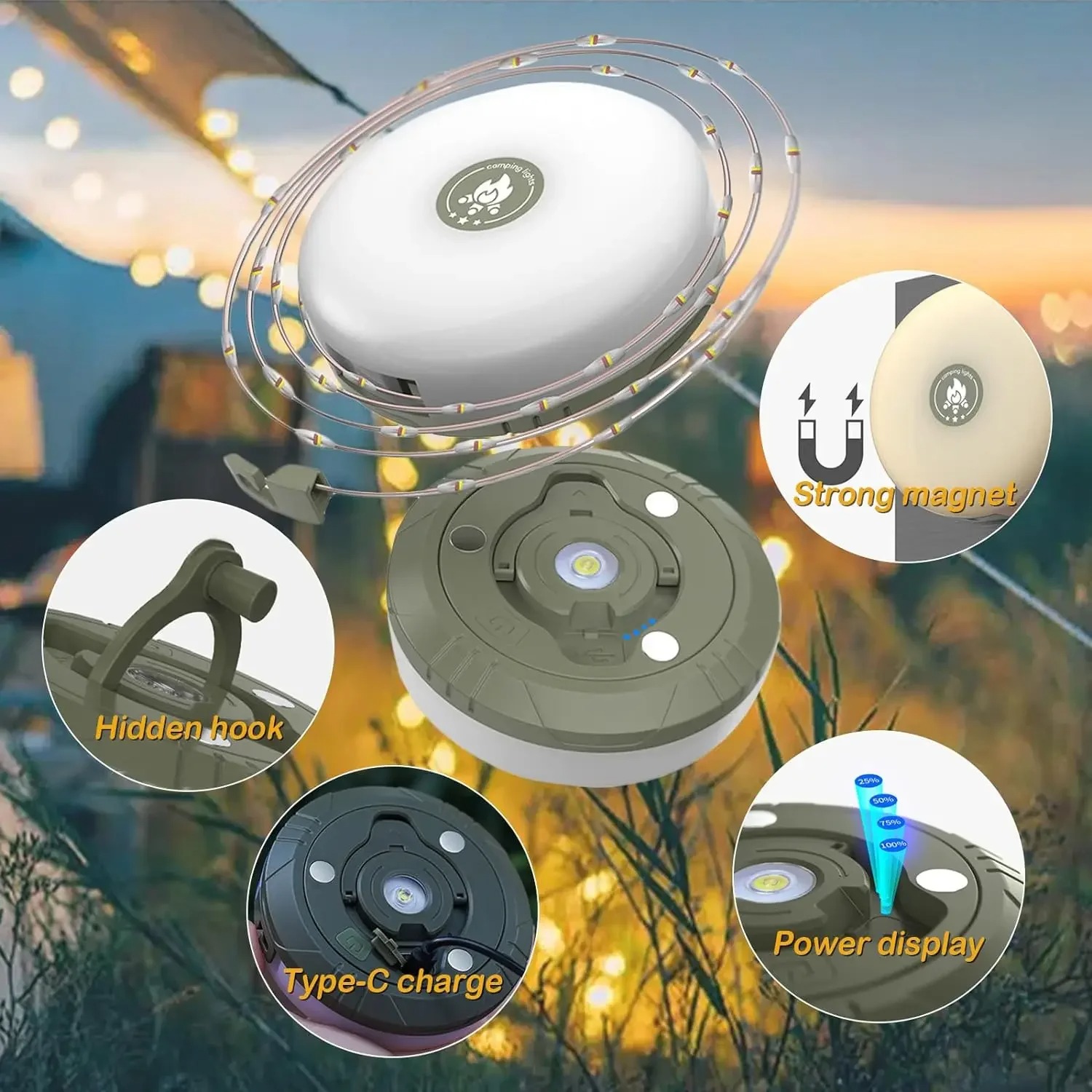 4-in-1 Camping Light LED Reel  - Outdoor Camping Lights String ulasan dan harga