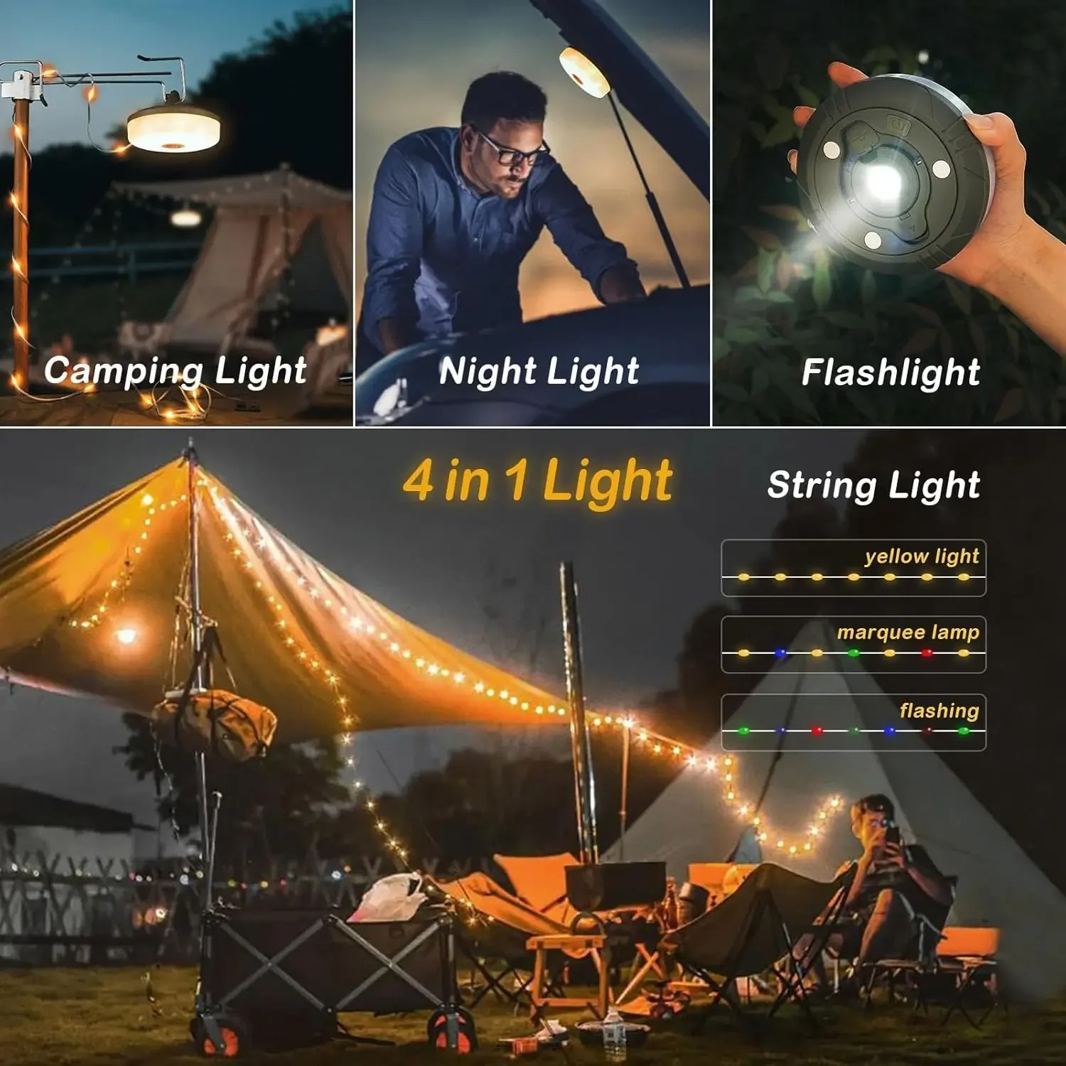4-in-1 Camping Light LED Reel  - Outdoor Camping Lights String ulasan dan harga